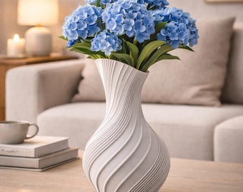 Twisted Wave Vase STL | Modern Spiral Vase 3D Print | Sculptural Home Decor | Printable File