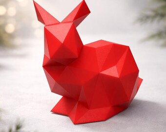 ローポリウサギSTL – 幾何学的3Dプリントモデル