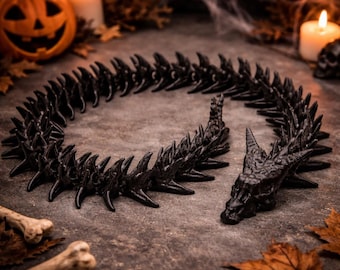 Articulated Skeleton Dragon STL File – 3D Printable Poseable Dragon for Halloween Decor | Digital Download