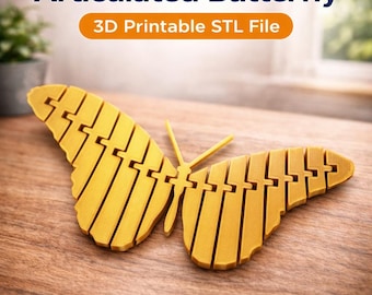 Articulated Butterfly STL File | 3D Printable Flexi Butterfly | Jointed Insect Model | 3D Print Toy & Decor | Digital Download
