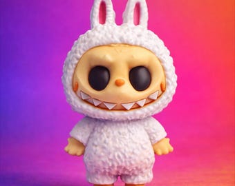 Labubu Style Bunny Monster STL | Creepy Art Toy | 3D Printable Designer Figurine