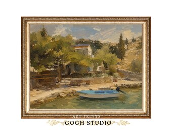 Coastal Landscape Vintage Painting Beach House Decor