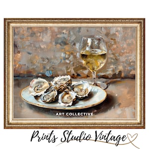 Oyster Art Print Coastal Decor ART PRINT Vintage Oil Painting, Aesthetic Canvas Wall Art Room Decor PRINTABLE Digital Download