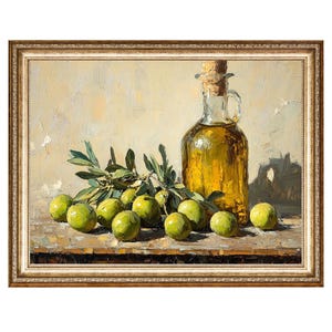 Olive Oil And Olives Still Life Dining Room Wall Art Oil Painting, VINTAGE Style Prints, Cottage Core Gallery Wall Art, DIGITAL DOWNLOADS