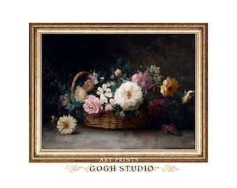Vintage Floral Still Life Print Dark Moody (Digital Download)