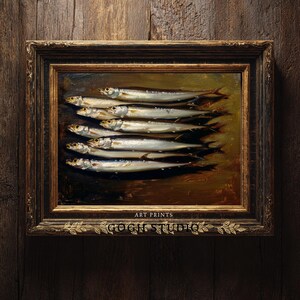 Sardines Painting Food Art Fish Artwork Wall Art Room Antique Decor PRINTABLE image 7