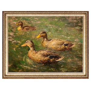 Duck Lake Farm Painting Landscape Duck Art, Wall Art Vintage Prints PRINTABLE Digital Download Large Wall Art
