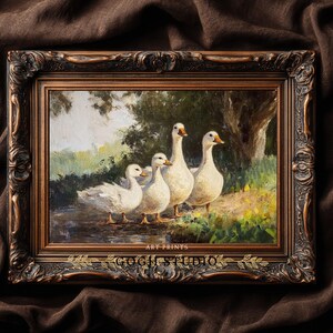 Vintage Ducks Oil Painting, Farmhouse Rustic Wall Art (Digital Print) image 8