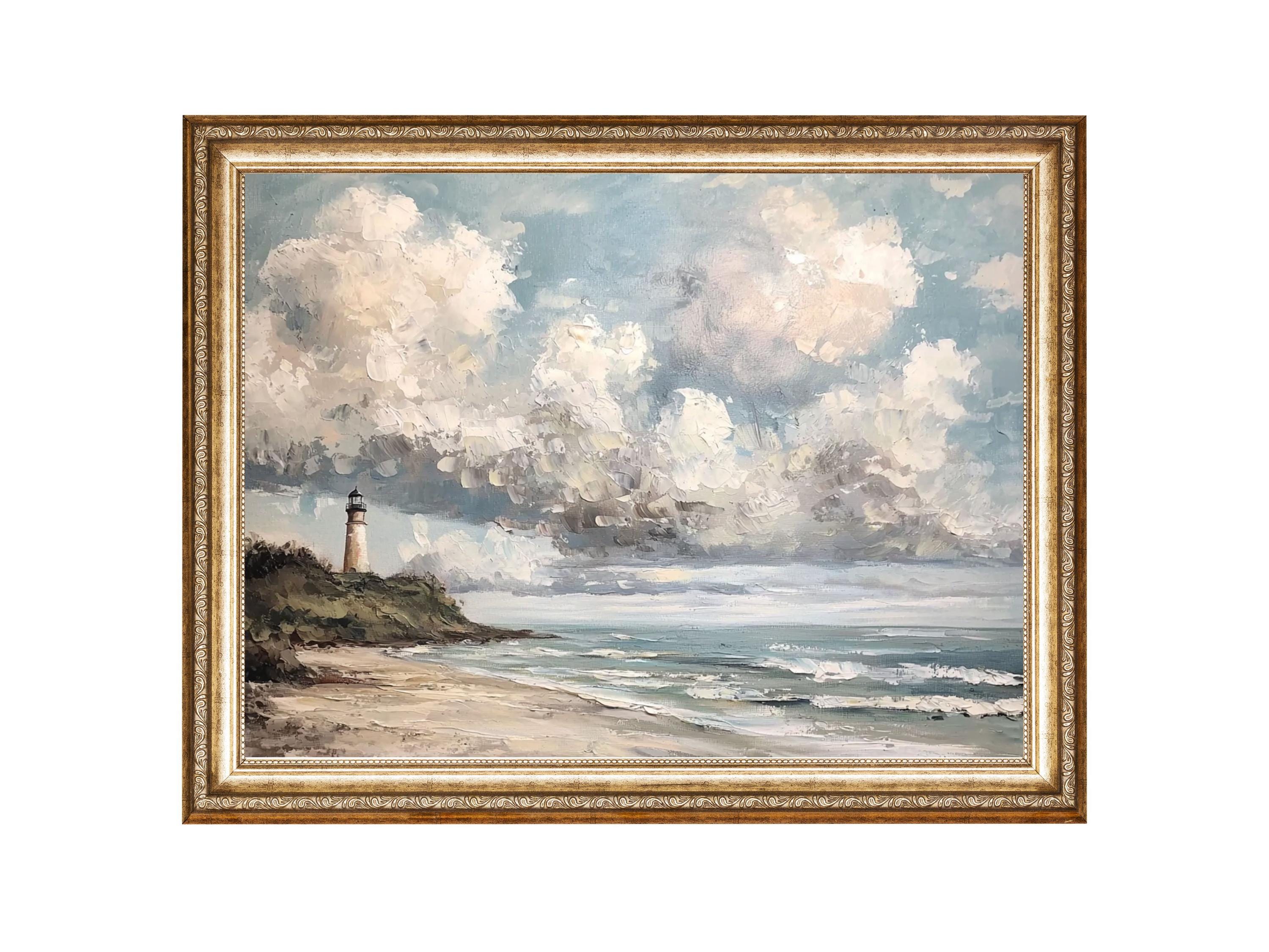Lighthouse Prints Coastal Art Nature Wall Art VINTAGE Oil Painting Prints, PRINTABLE Wall ART, Gallery Wall Art Digital Download