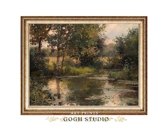 Vintage Engels landschapsolieverfschilderij, landschapskunst (digitale prints)