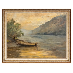 Haus am See Kunst Vintage See Druck Angeln Wandkunst VINTAGE Drucke, DRUCKBARE WandKUNST, Horizontale Kunst Digitaler Download