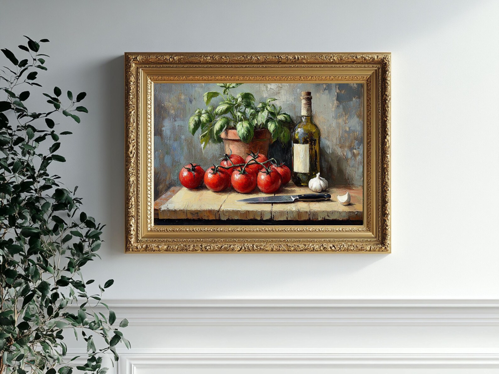 Vintage Still Life Food Oil Painting, Rustic Kitchen Art (digital ...