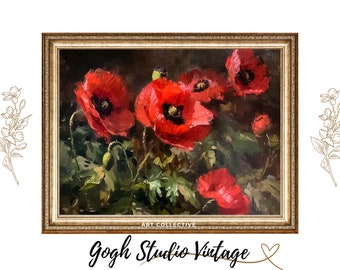 ポピーの花の壁アート ポピー 夜空 印刷可能 野生の花 花柄