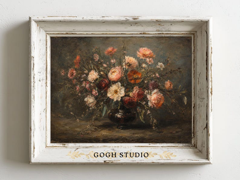 vintage-flower-bouquet-print-antique-oil-painting-cottagecore-wall