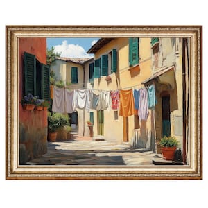 Rustic Italian Village Old Town Art Oil Painting, Cottage Core Art, Best Gifts VINTAGE Painting, Printable Wall Art, DIGITAL PRINTS