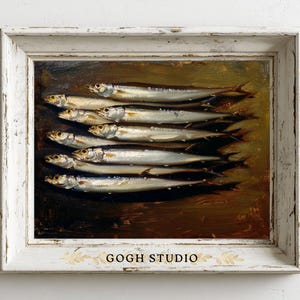 Sardines Painting Food Art Fish Artwork Wall Art Room Antique Decor PRINTABLE image 5