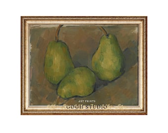 Vintage Pear Still Life Painting Kitchen Wall Art Printable Digital Download