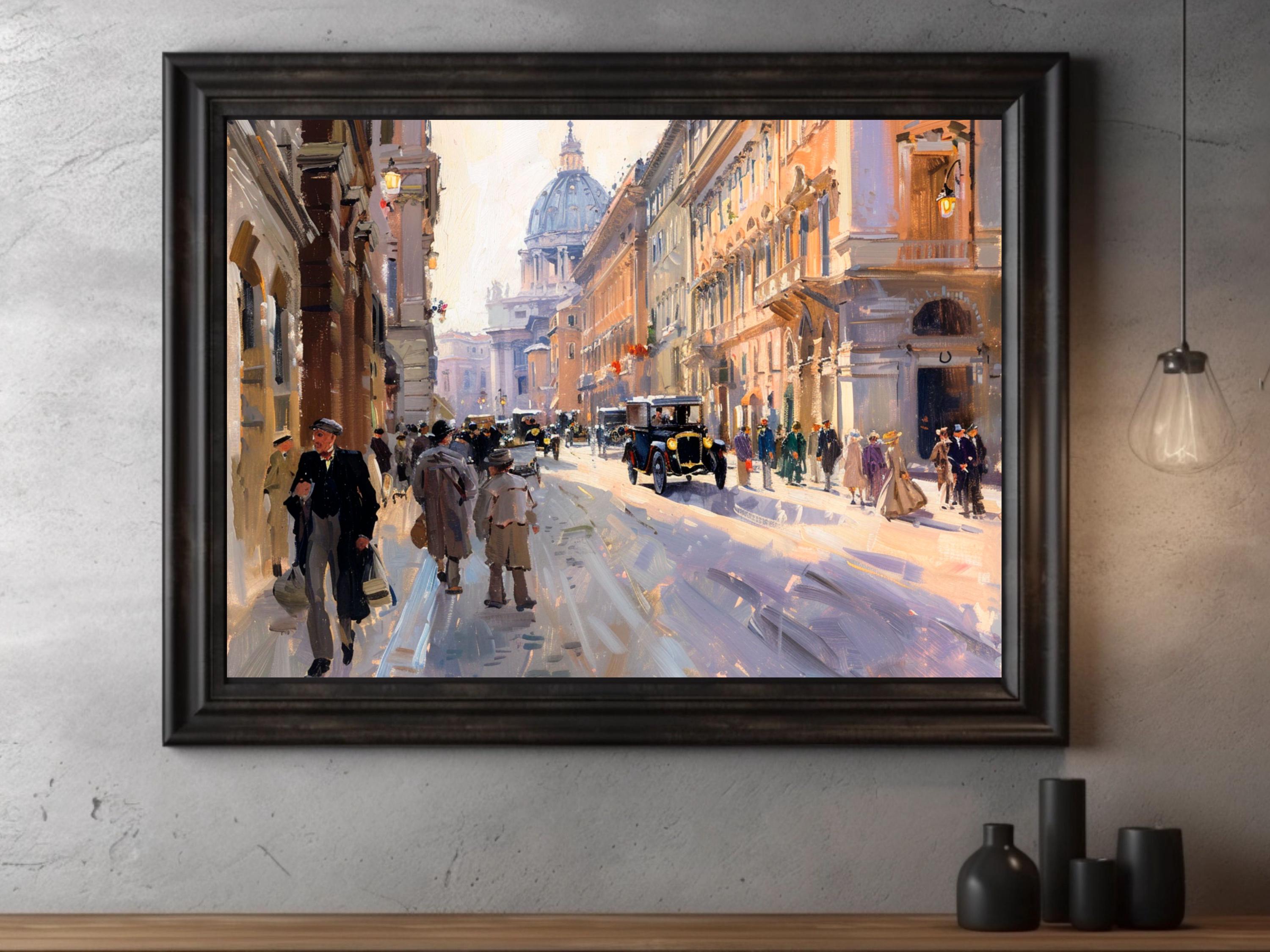 Ancient Rome Streets Cityscape Print Rome Italy Old Cars ART PRINT ...