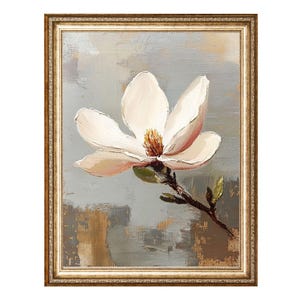 White Magnolia Flower Elegant Botanical Art VINTAGE Oil Painting, Cottagecore Wall Art, Printable Wall Art, Digital Prints