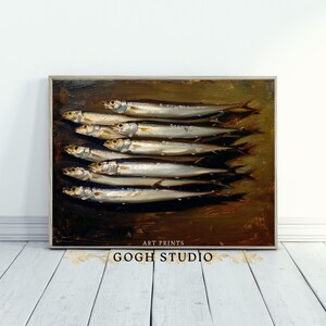 Sardines Painting Food Art Fish Artwork Wall Art Room Antique Decor PRINTABLE image 8