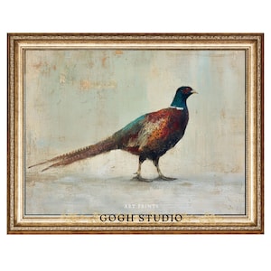 Impresión de pintura al óleo de faisán vintage: Arte mural rústico natural (descarga digital)