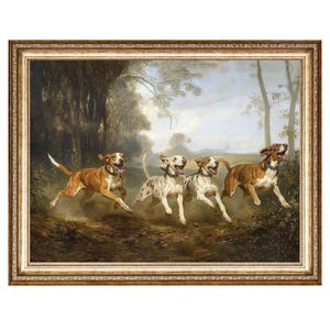 Jagdhunde im Wald Ölgemälde, Cottage Core Art VINTAGE Malerei, druckbare Wandkunst, DIGITAL PRINTS