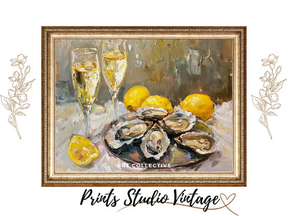 Antique Replica Still Life with Oysters and Lemons Art Print Antique Replica Still Life with Oysters and Lemons Art Print