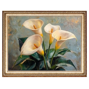 Elegant Calla Lily Oil Painting Floral Wall Art Print Oil Painting, Cottage Core Art, VINTAGE Painting, Printable Wall Art, DIGITAL PRINTS