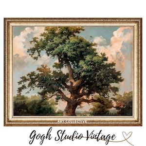 Old Oak Tree Print, Nature wall art Home Decoration, Fine Art PRINTABLE Oil Painting WALL ART Digital Download Downloadable Art Print