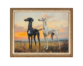 Printable Greyhound Dog Oil Painting Living Room Wall Art (Digital Download)