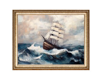 Vintage Sailing Ship Ocean Wall Art Printable Digital Download Instant