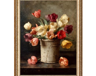 Tulip Still Life Vintage Wall Art - Digital Prints - Printable Digital Download - Instant Download