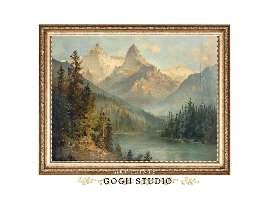 Vintage Colorado Mountain Landscape Painting Art Print (digital ...