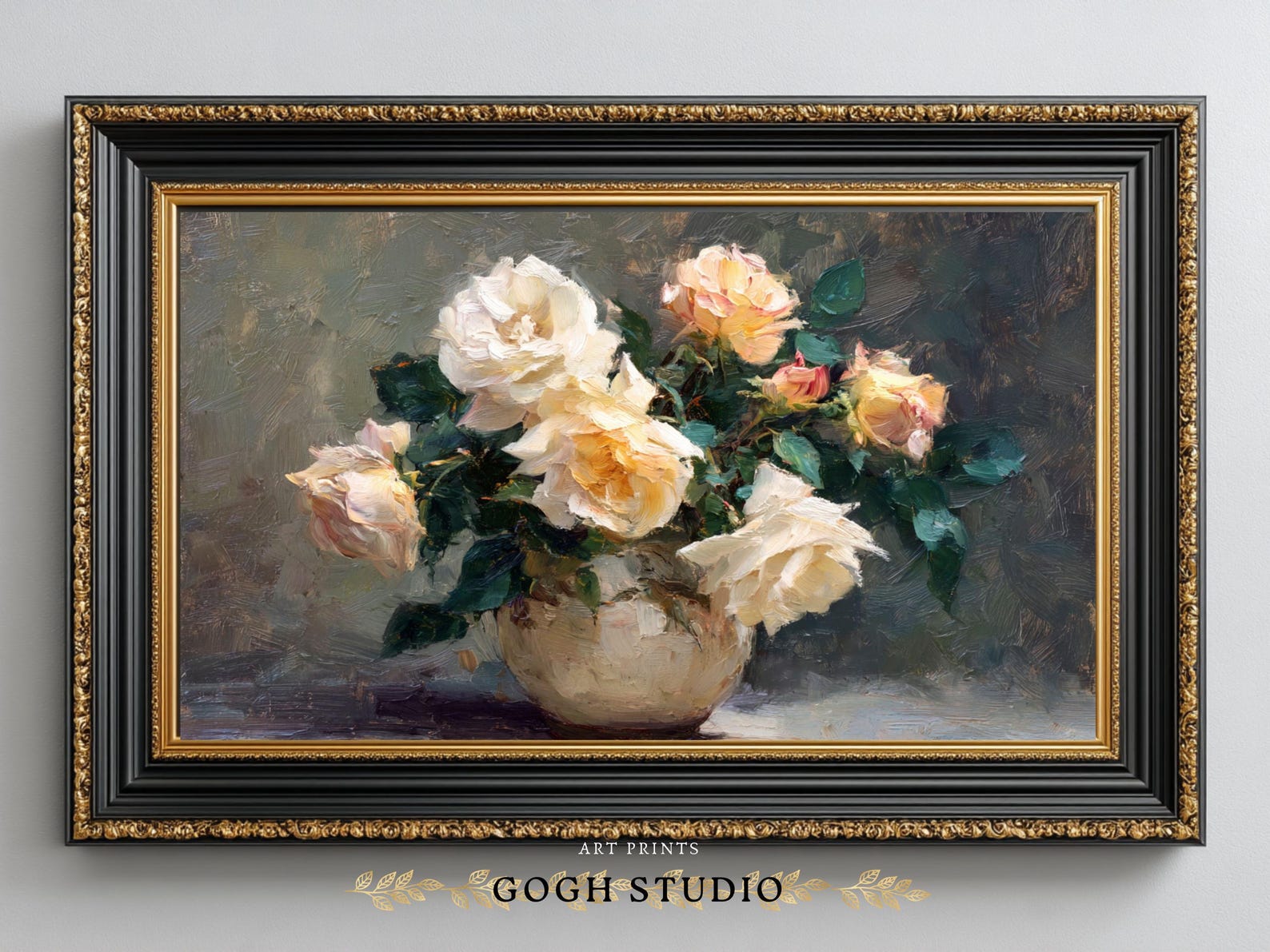 Vintage Rose Oil Painting Print | Romantic Floral Wall Art (instant ...