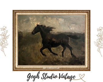 Vintage Running Horse Painting, Wild Horse Wall Art (Digital Download)
