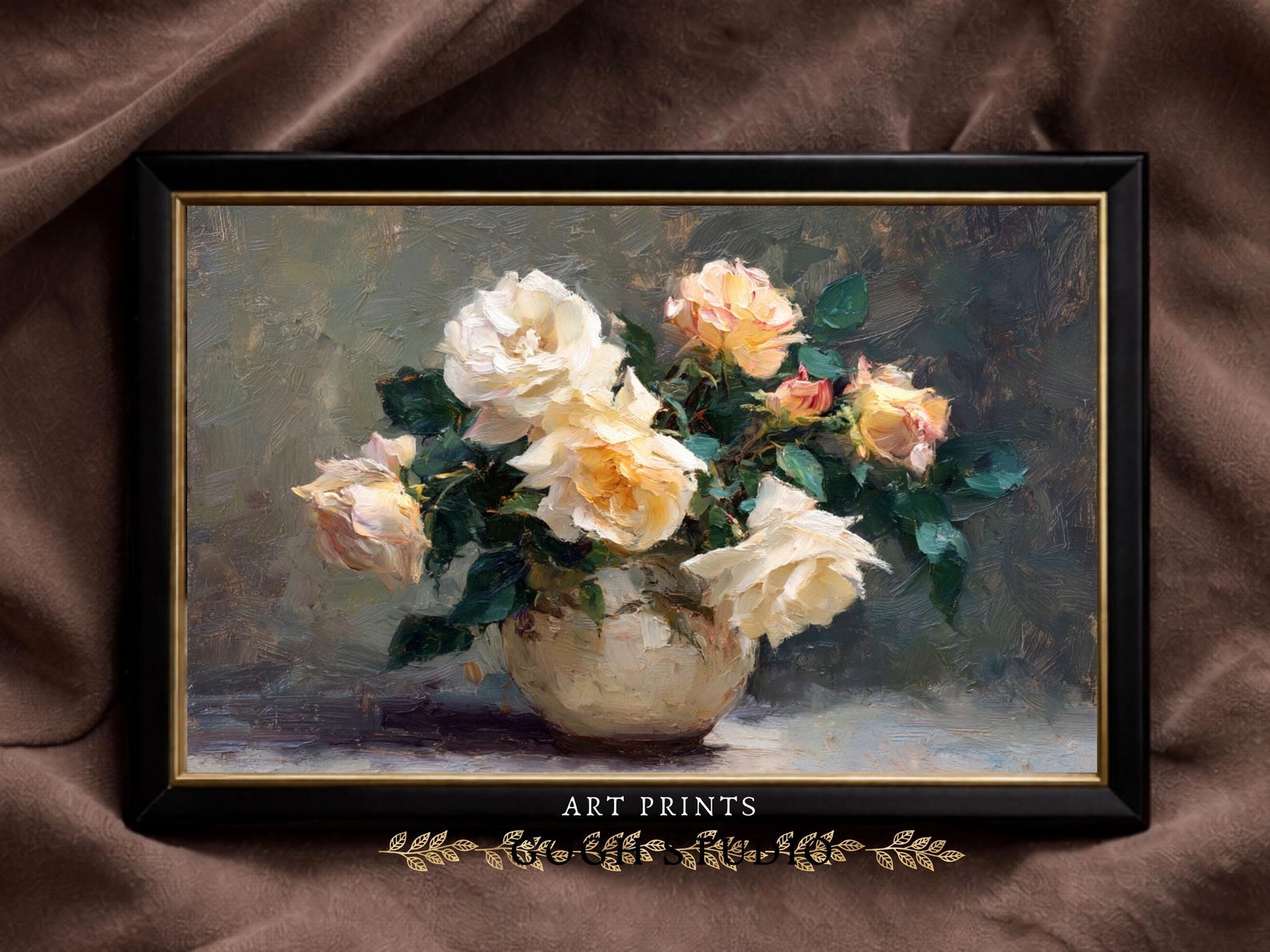 Vintage Rose Oil Painting Print | Romantic Floral Wall Art (instant ...