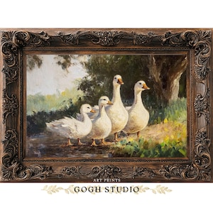 Vintage Ducks Oil Painting, Farmhouse Rustic Wall Art (Digital Print) image 10