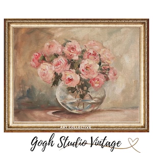 Stampa floreale di rose, dipinto a olio di rose, arte murale floreale STAMPABILE, download digitale