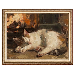 Vintage Cat Print Farmhouse Decor, Cat Artwork VINTAGE Prints, PRINTABLE Wall ART, Horizontal Art Digital Download