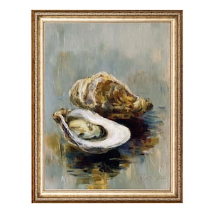 Oysters Still Life Elegant Coastal Kitchen Decor, VINTAGE Oil Painting, Cottagecore Wall Art, Printable Wall Art, Digital Prints
