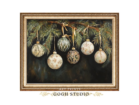 Xmas Wall Art Christmas Ornaments, Holiday Print Winter Decorations VINTAGE Prints, Digital Download