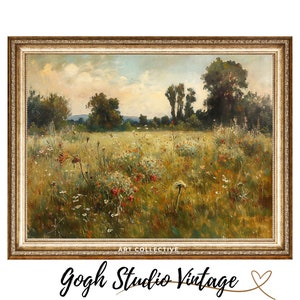 Wildflower Field Art, Flower Field Print, Meadow Of Flowers, Antique Vintage PRINTABLE Digital Download Wall Art