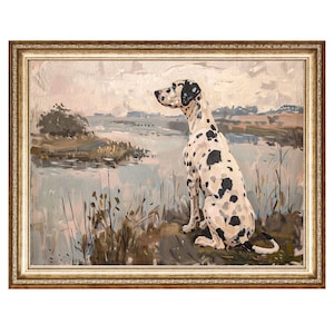 Dalmatian Painting Vintage Hunting Dog ART PRINT Vintage Oil Painting, Aesthetic Canvas Wall Art Room Decor PRINTABLE Digital Download