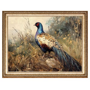 Pheasant Print Bird Wall Art Nature Wall Art Oil Painting, Cottage Core Art, Best Gifts VINTAGE Painting, Printable Wall Art, DIGITAL PRINTS