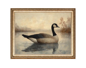 Vintage Goose Oil Painting Print, Cottagecore Landscape Art (Digital Download)