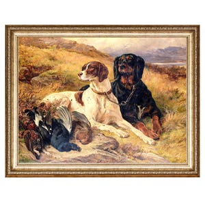 Vintage Dogs Print Hunting Dog Painting ART PRINT Vintage Oil Painting, Aesthetic Canvas Wall Art Room Decor PRINTABLE Digital Download