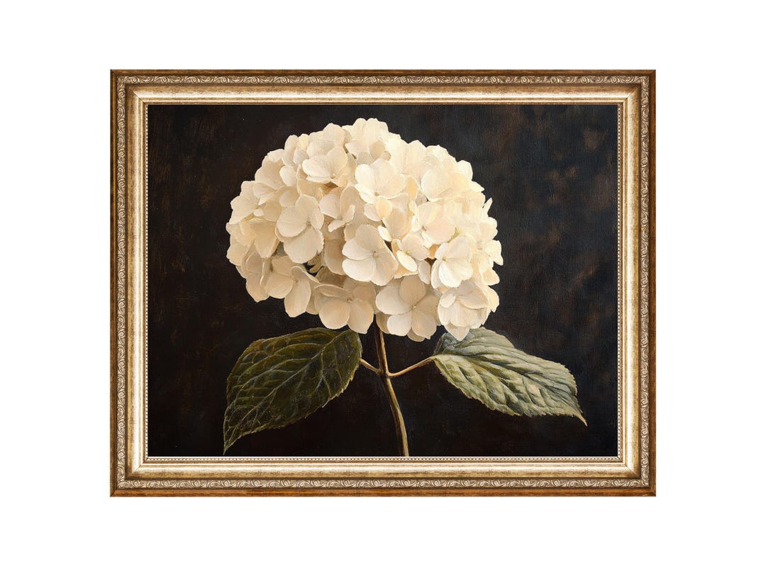 Vintage Hydrangea Oil Painting Cottagecore Floral Art (digital Download ...