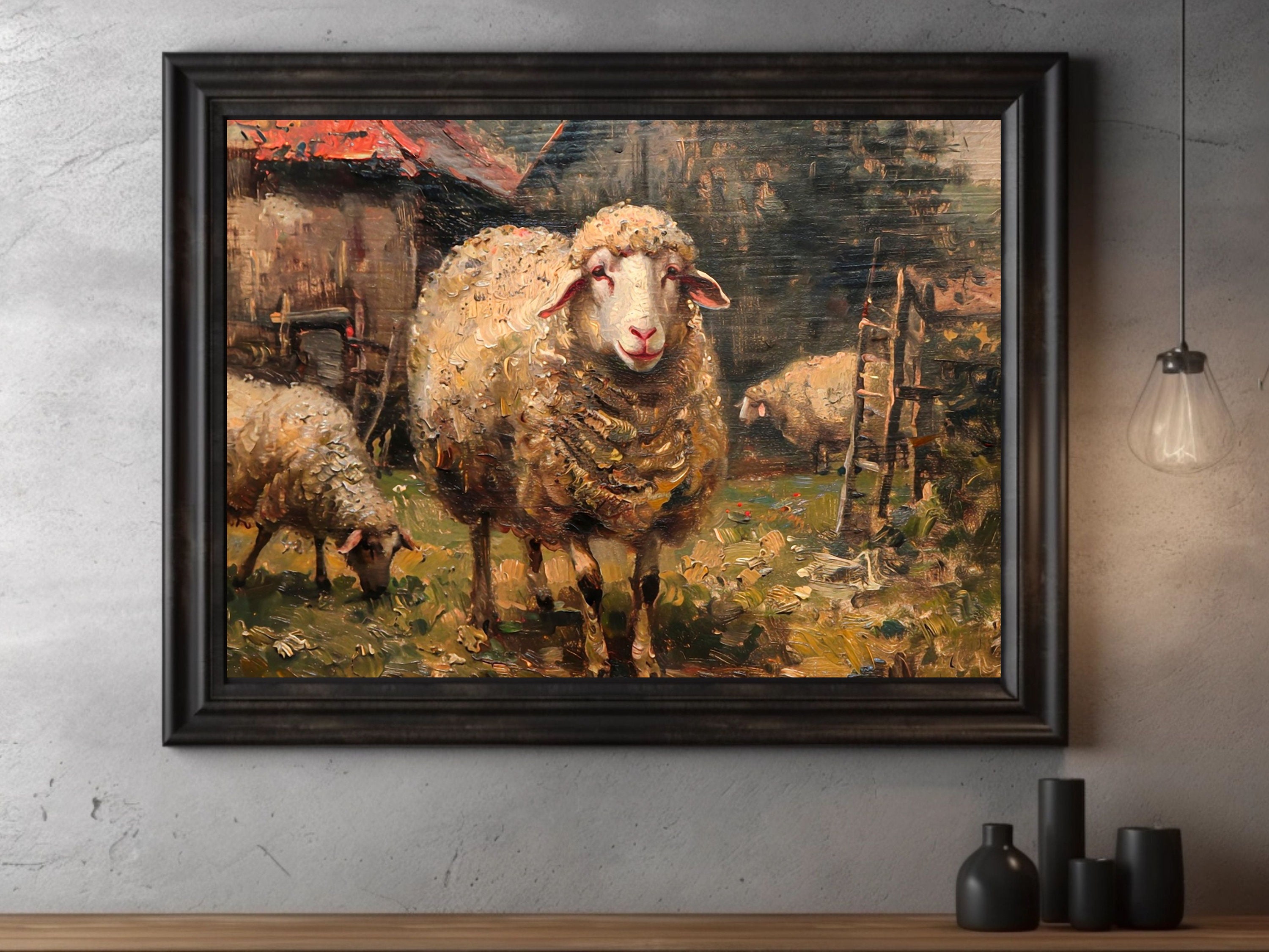 Vintage Sheep Painting Print – Rustic Farm Animal Art (digital Download ...