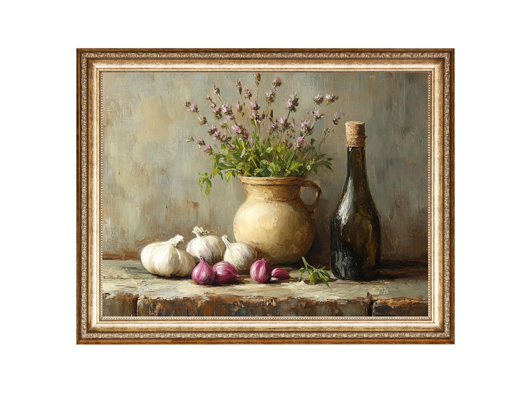 Vintage Kitchen Still Life Oil Painting Print, Cottagecore Art (digital ...