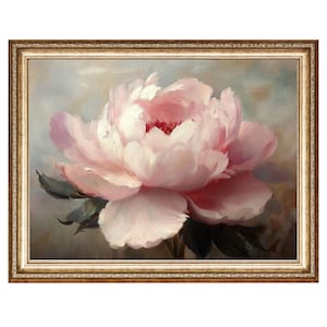 Pink Peony Flower Oil Painting Vintage Floral Wall Art Print Oil Painting, Cottage Core Art, Printable Wall Art, DIGITAL PRINTS